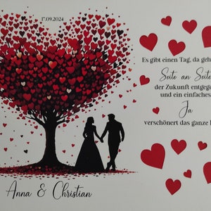 Geldgeschenk zur Hochzeit Hochzeitsgeschenk personalisierbar mit bereits ausgeschnittenen Herzen Bild 8