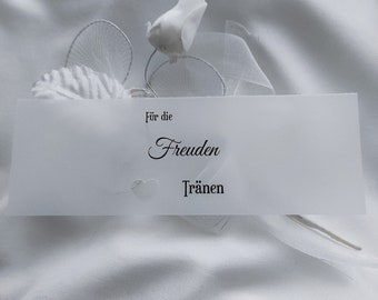 Freudentränen Banderolen zur Hochzeit | für Taschentücher zur Hochzeit | aus Transparentpapier | DIY