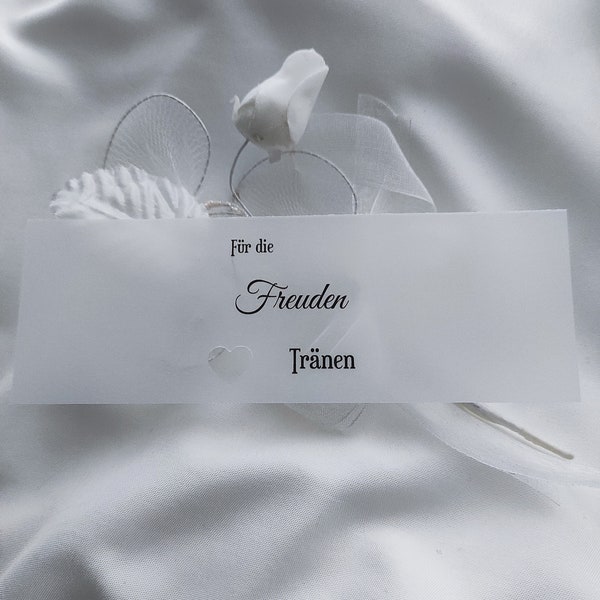 Freudentränen Banderolen zur Hochzeit | für Taschentücher zur Hochzeit | aus Transparentpapier | DIY