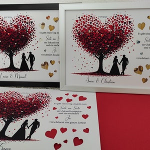 Geldgeschenk zur Hochzeit Hochzeitsgeschenk personalisierbar mit bereits ausgeschnittenen Herzen Bild 7