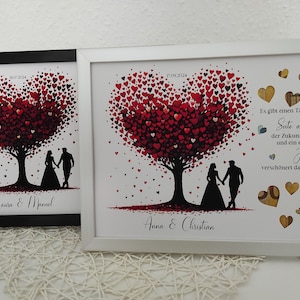 Geldgeschenk zur Hochzeit Hochzeitsgeschenk personalisierbar mit bereits ausgeschnittenen Herzen Bild 2