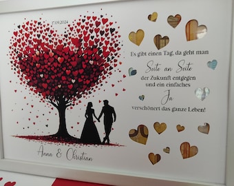 Wedding gift | Wedding present | Heart tree | Personalizable with pre-cut hearts