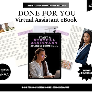 DFY Start a Virtual Assistant Business from Home PLR eBook|Work from Home as a Virtual Assistant|Master Resell Rights + Private Label Rights