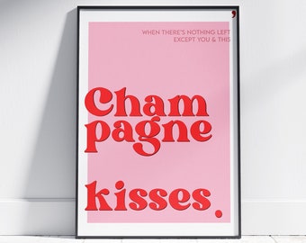 Cartel de Jessie Ware / Impresión de letras de besos de champán / Cartel de música / A4 A3 / Concierto de conciertos / Tipografía / Descarga digital