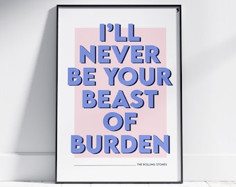 Plakat The Rolling Stones | Teksty piosenek Beast Of Burden | Plakat muzyczny | A4 A3 | Koncert gig | Typografia | Pobieranie cyfrowe