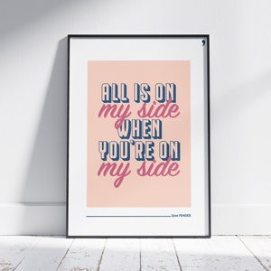 Sam Fender Poster | All Is On My Side | Lyrics Print | Music Poster | A4 A3 | Gig Concert | Typography | Digital Download