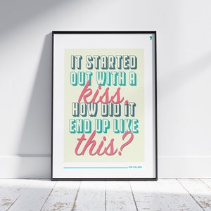 The Killers Poster | Mr Brightside Lyrics Print | Music Poster | A4 A3 | Gig Concert | Typography | Digital Download