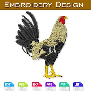 Diseño de bordado de gallo / Gallo Giro Diseño de Bordado
