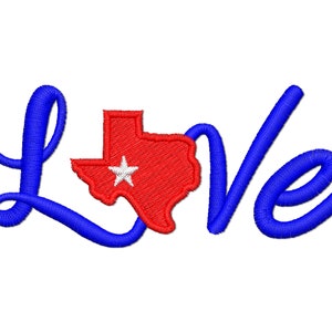 I Love Texas State Embroidery Design