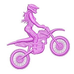 Female Dirt Bike Rider Motocross Motorcycle Girl  Embroidery Design