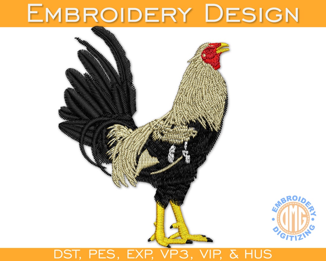 Rooster Embroidery Design Gallo Giro Diseño De Bordado Etsy