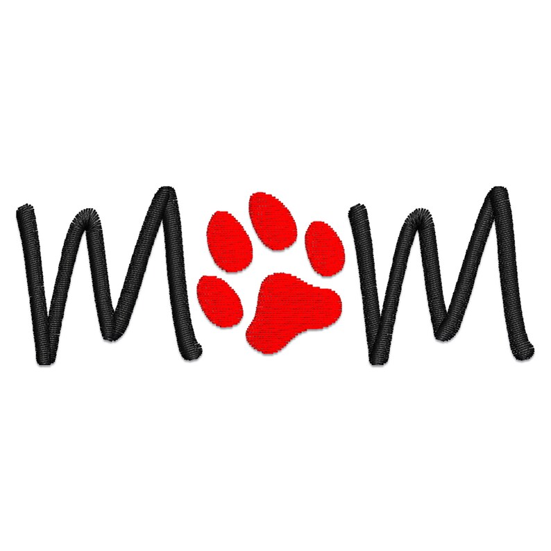 Dog Mom Love Paw Embroidery Design image 1