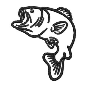Matriz de Bordado Bass Fish Outline Fishing