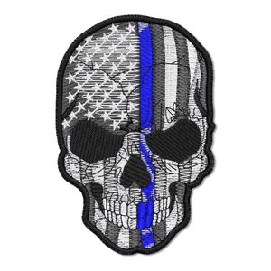 Thin Blue Line Punisher Skull Embroidery Design