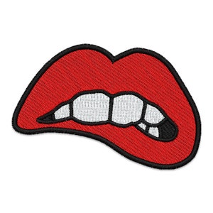 Mouth Biting Lips Embroidery Design