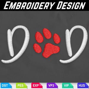 Dog Dad Love Paw Embroidery Design