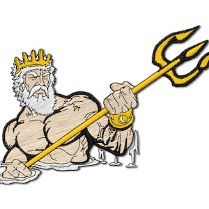 Neptune Poseidon Trident Embroidery Design