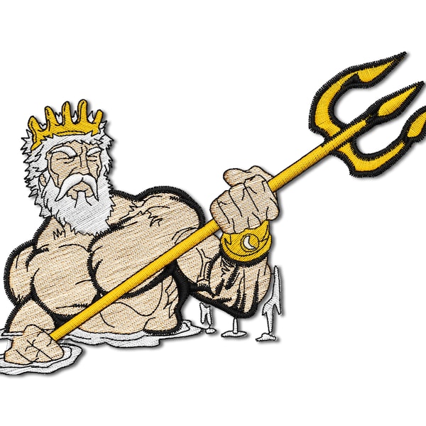 Neptune Poseidon Trident Embroidery Design