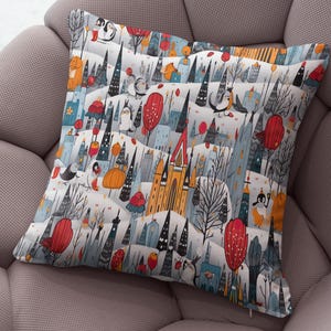 Vintage Christmas Pillow Covers, Christmas Pine Tree Cushion Cover, Modern Vintage Xmas Pillow Cover, Holly Pine Tree Pillow Cover 6