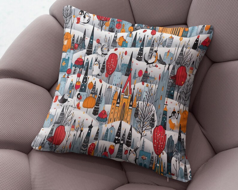 Vintage Christmas Pillow Covers, Christmas Pine Tree Cushion Cover, Modern Vintage Xmas Pillow Cover, Holly Pine Tree Pillow Cover 6