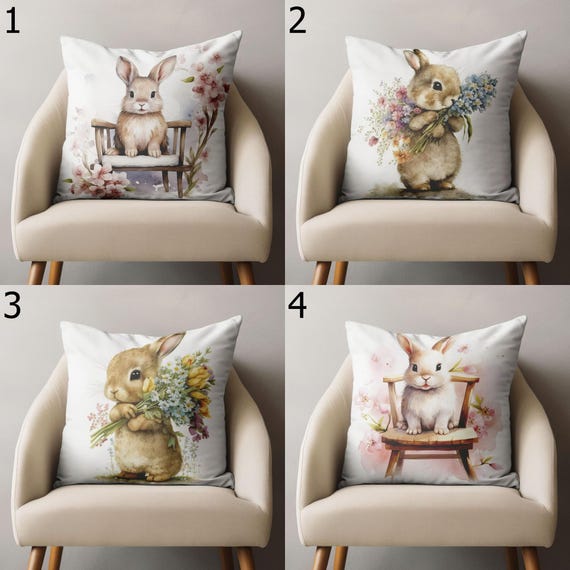 2 Federe Cuscino Pasquale 40x40 Cm - Lino Con Coniglietto, Decorazione Casa - Foto 7