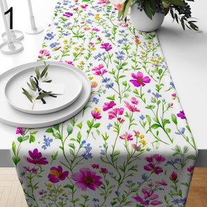 Floral Table Runners, Colorful Flowers Table Runners, Spring Flowers Table Runner, Floral Printed Table Runner, Floral Table Decor Runner