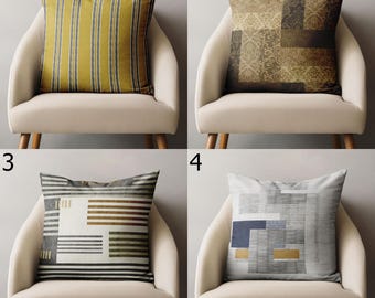 Mid Century Pillow Cover, Retro Cushion Cover, Geometric Throw Pillow, Neutral Tones Pillowcases, Modern Abstract Home Decor