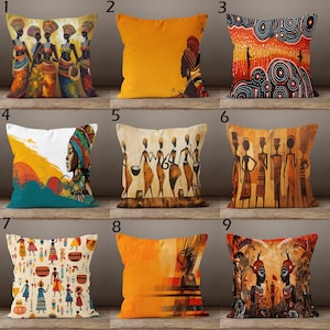 African Woman Pillow Covers, African Art Pillowcase, Ethnic Pillowcase, Authentic Throw Pillow Cover, African Digital Print Cushion Cover