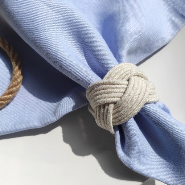 Rustic Rope Napkin Ring, Linen Napkin Rings, Nautical Napkin Rings, Nautical Knot Napkin Rings, Sailors Knot Marine Wedding Table Decor