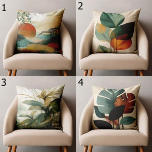 Modern Leaf Art Cushion Covers, Living Room Pillow Cases, Tropical Leaf Pillow Covers, Abstract Nature Home Decor, Garden Sofa Cushion Cover