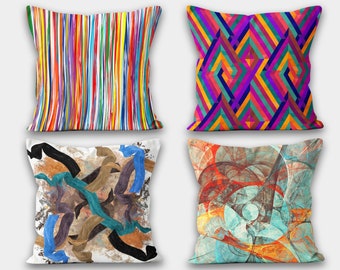 Modern Abstract Pillow Covers, Boho Abstract Style Pillow Case, Colorful Abstract Cushion Covers, Modern Art Pillow Case