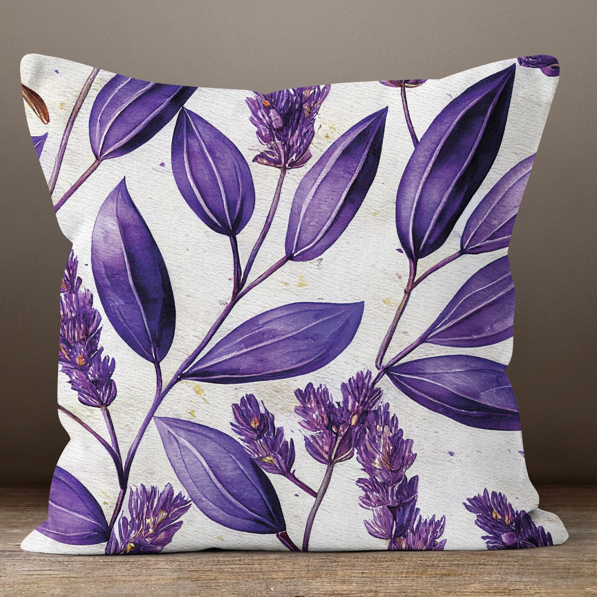 紫色の枕カバー、花柄の抽象的なクッションカバー、紫色の抽象的な花柄
