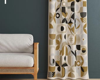 ミッドセンチュリーモダンレトロカーテン - カラフルな幾何学模様の