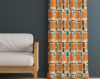 レトロカーテン、ミッドセンチュリーカーテンパネル、レトロ