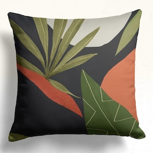 Tropical Leaves Pillow Cover, Leaves Pillow Cover, Floral Cushion Cover, Giant Leaves Cushion Cover, Green Botanical Pillow Cases