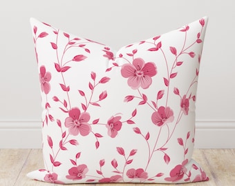 Soft Color Flowers Throw Pillow Cover, Farmhouse Floral Boho Pillow Covers, Pink Floral Pillow Cover, Soft Pink Floral Cushion Cover