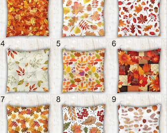 Autumn Leaves Chair Cushion with Ties, Fall Farmhouse Decor
