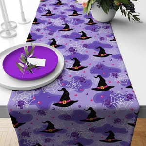 Camino de mesa de Halloween, Camino de mesa espeluznante de Halloween, Camino de mesa de calabaza de Halloween, Regalo de Halloween, Decoración de mesa para fiesta de Halloween imagen 3