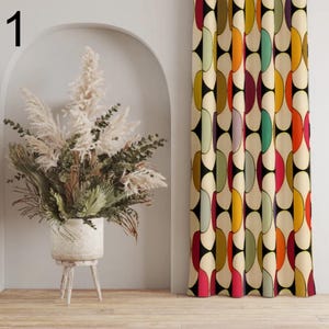 Retro Boho Curtains, Mid Century Modern Style Curtain, 70s Mid Century Drapes, 1950s Curtain, Retro Curtain Panels, Mcm Panels