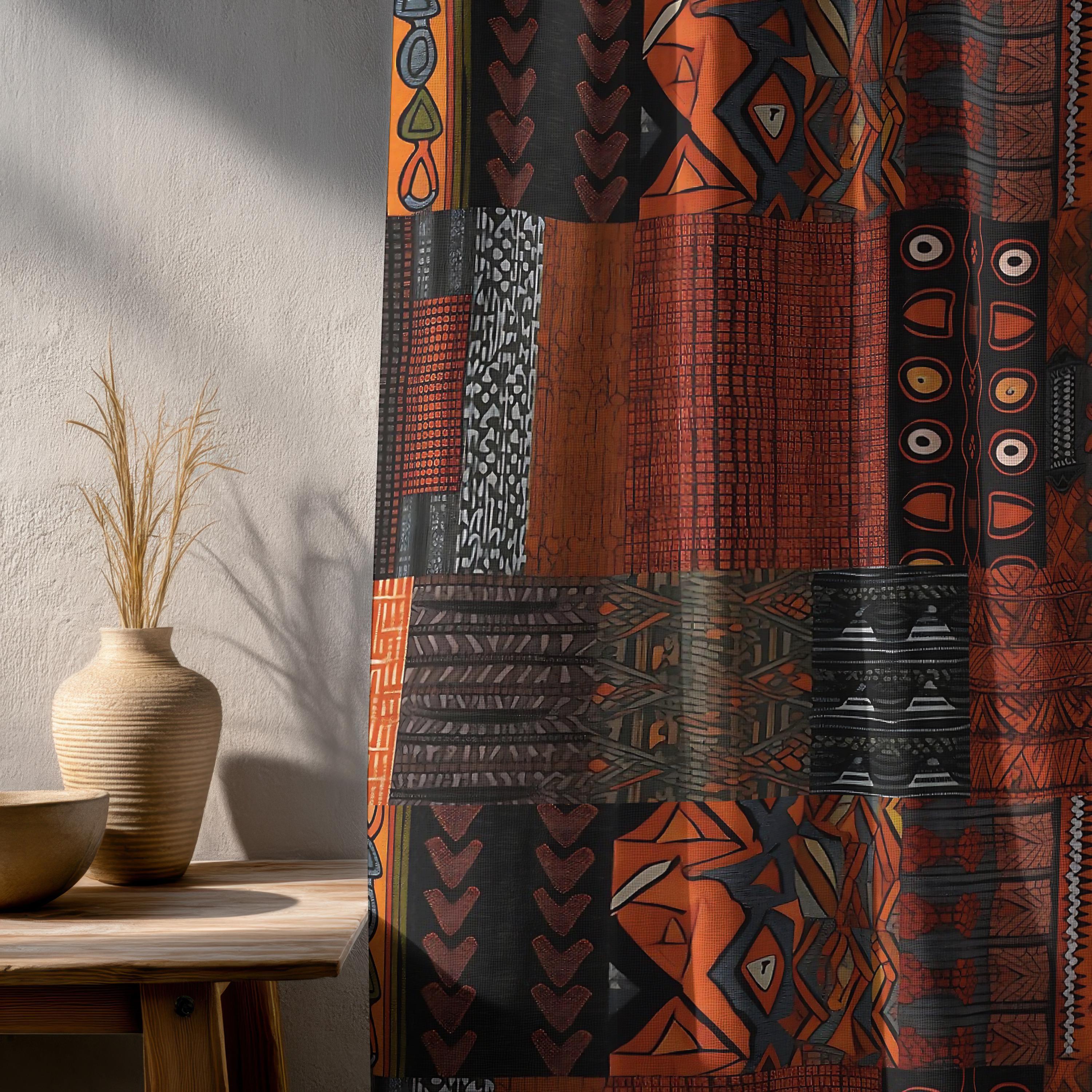 Tribal Patchwork Curtain, African Window Curtain Panels,ethnic Print ...