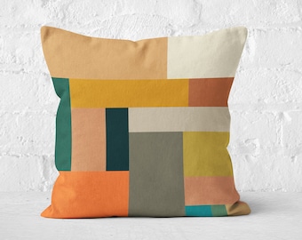 Housse de coussin abstraite, taie d'oreiller géométrique, taie d'oreiller abstraite bohème, oreillers art moderne, housse de coussin minimaliste