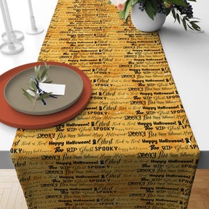 Camino de mesa de Halloween, Camino de mesa espeluznante de Halloween, Camino de mesa de calabaza de Halloween, Regalo de Halloween, Decoración de mesa para fiesta de Halloween imagen 4
