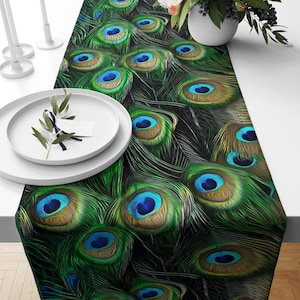 Peacock Table Runner, Tropical Leaf Table Runner, Flamingo Table Runner, Palm Leaf Table Runner, Tropical Tablecloth
