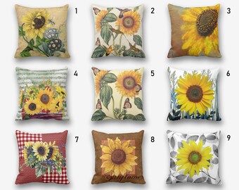 Sunflowers Pillow Covers, Yellow Sunflowers Pillow, Sunflowers Cushion, Yellow Pillow Covers 16x16 18x18 20x20 24x24, Floral Pillow