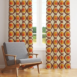 Mid Century Modern Curtain Panels, 70s Retro Curtains, Mcm Curtain, Retro Geometric Abstract Style Curtain, Mod Curtains, Mid Century Drapes
