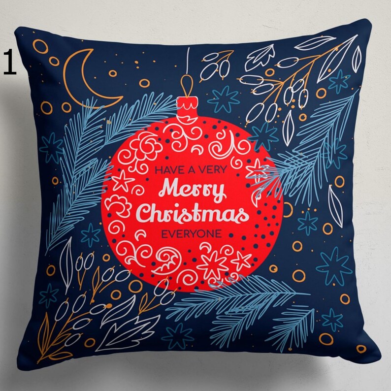 Christmas Throw Pillow Cover, Xmas Holiday Pillowcase, Winter Holly