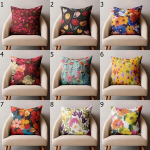Flowers Pillow Covers, Colorful Floral Cushion Cover, Floral Throw Pillow Cover, Colorful Wildflowers Print Pillow Covers, Floral Home Decor