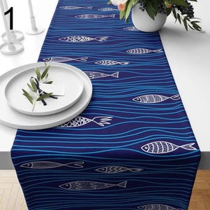 Nautical Table Runner, Ocean Table Runner, Coastal Table Runner, Nautical Table Decor for Dining Room, Marine Table Runners