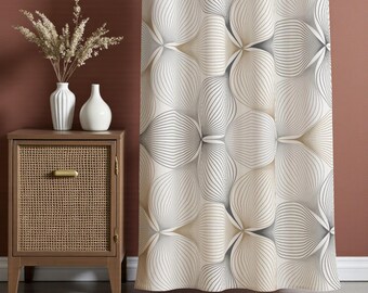 Mid Century Modern Curtain Panels, 70s Retro Printed Curtains, Modern Abstract Retro Style Living Room Curtain, Retro Modern Drapes