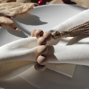 Wooden Napkin Ring, Wooden Beaded Napkin Rings, Wooden Rustic Beaded Napkin Ring, Wood Wedding Napkin Ring, Bohemian Wooden Bead Napkin Ring